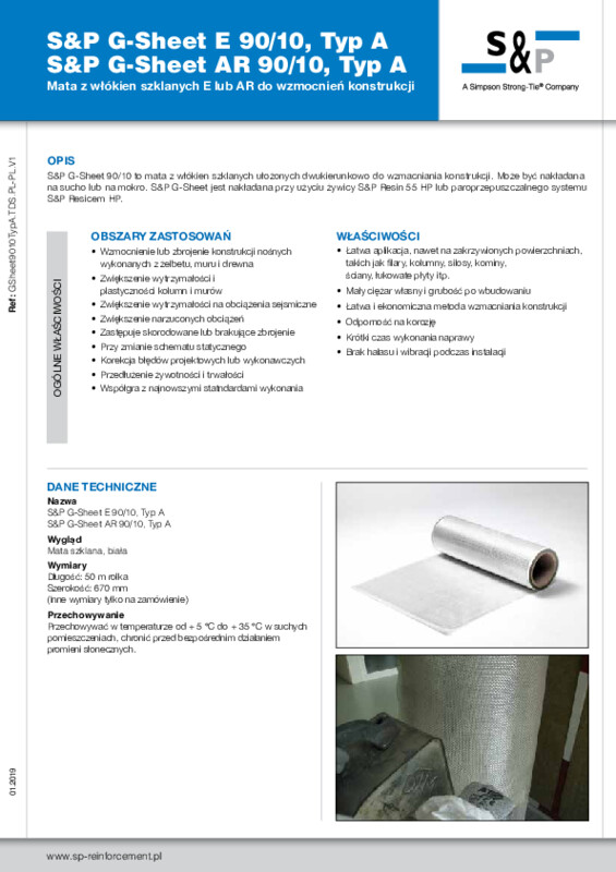 Karta techniczna S&P G-Sheet E/AR 90/10, Typ A