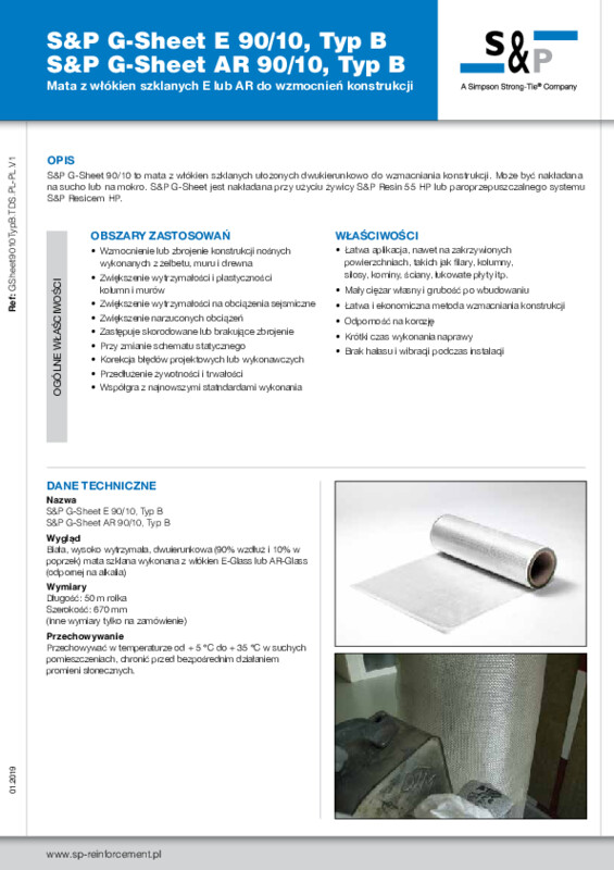 Karta techniczna S&P G-Sheet E/AR 90/10, Typ B