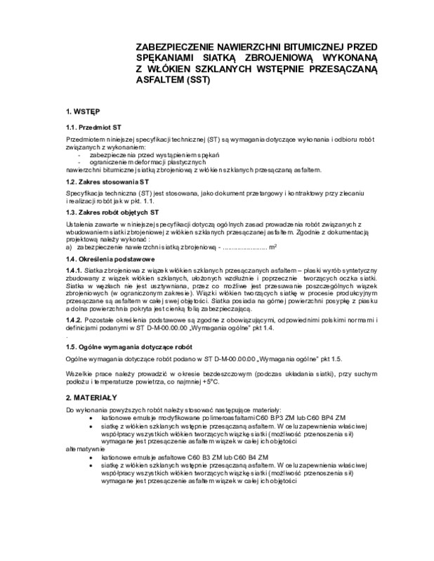 Specyfikacja techniczna S&P Glasphalt® G