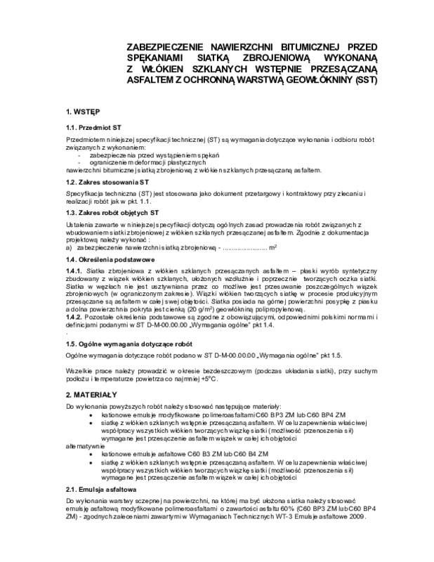 Specyfikacja techniczna S&P Glasphalt® GV